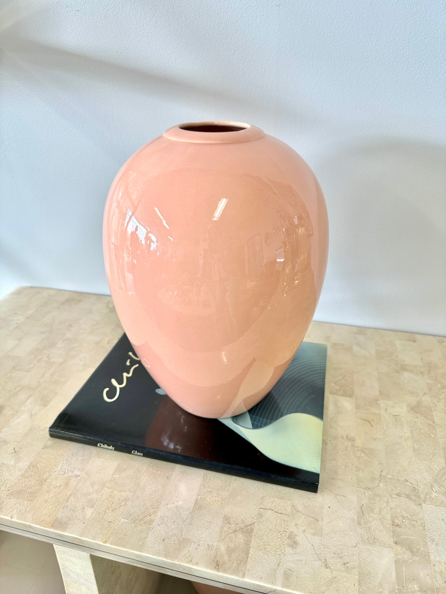 Vintage 1980s Royal Haeger Deco Style Peach Vase