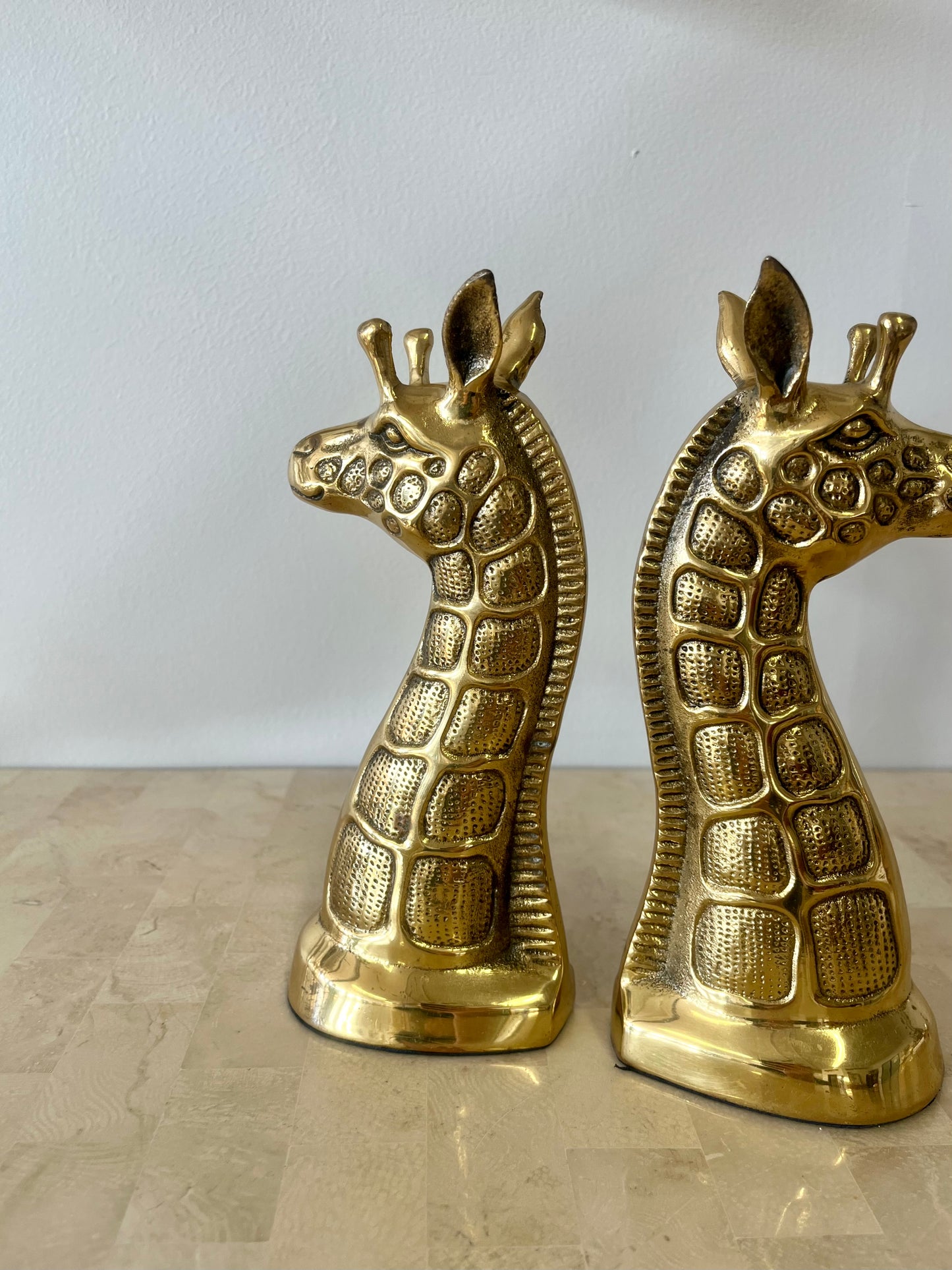 Vintage Brass Giraffe Bookends
