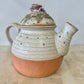 Vintage 1999 Studio Pottery Teapot with Applied Rose Lid