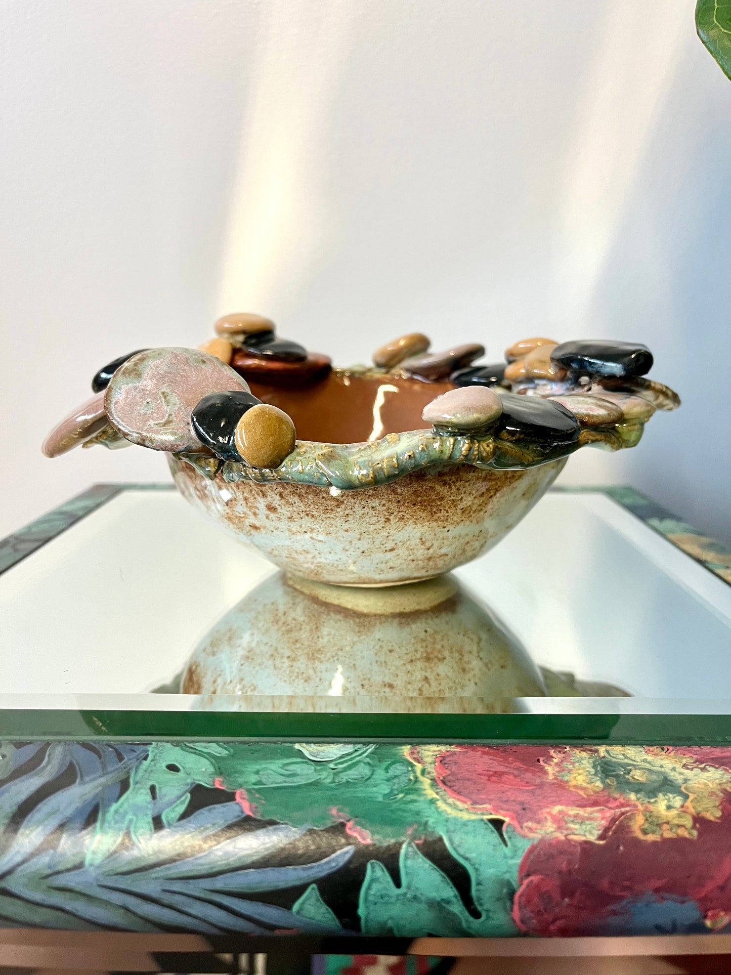 Vintage Studio Pottery Console Dish with “Pebble” Rim