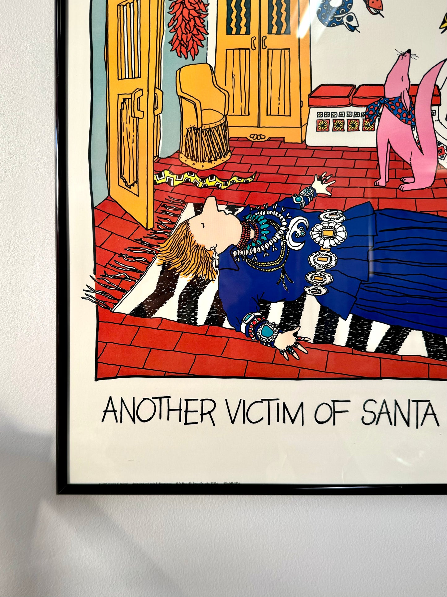 Vintage 1989 “Another Victim Of Santa Fe Style” Jerome Milord Framed Poster