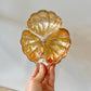 Vintage Marigold Carnival Glass Clover Trinket Dish