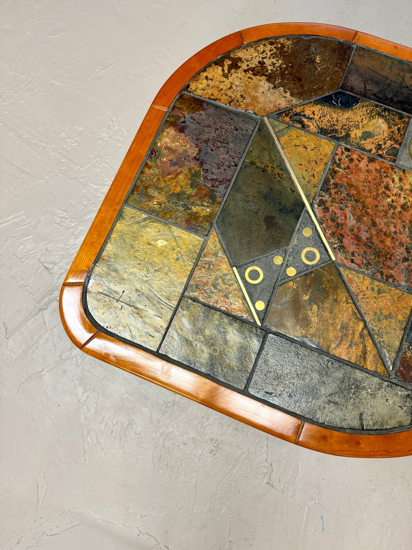 Vintage Paul Kingma Style Mosaic Slate End Table