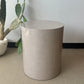 Postmodern Speckled Soft Rose Laminate Drum Side Table