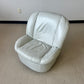 Postmodern Light Grey Leather Swivel Slipper Lounge Chair