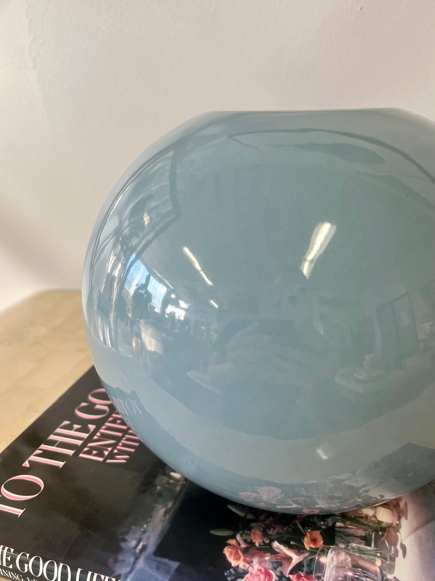 Vintage 1986 Powder Blue Haeger Sphere Vase