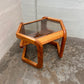 Vintage Postmodern Lou Hodges Style Oak Hexagon End Table