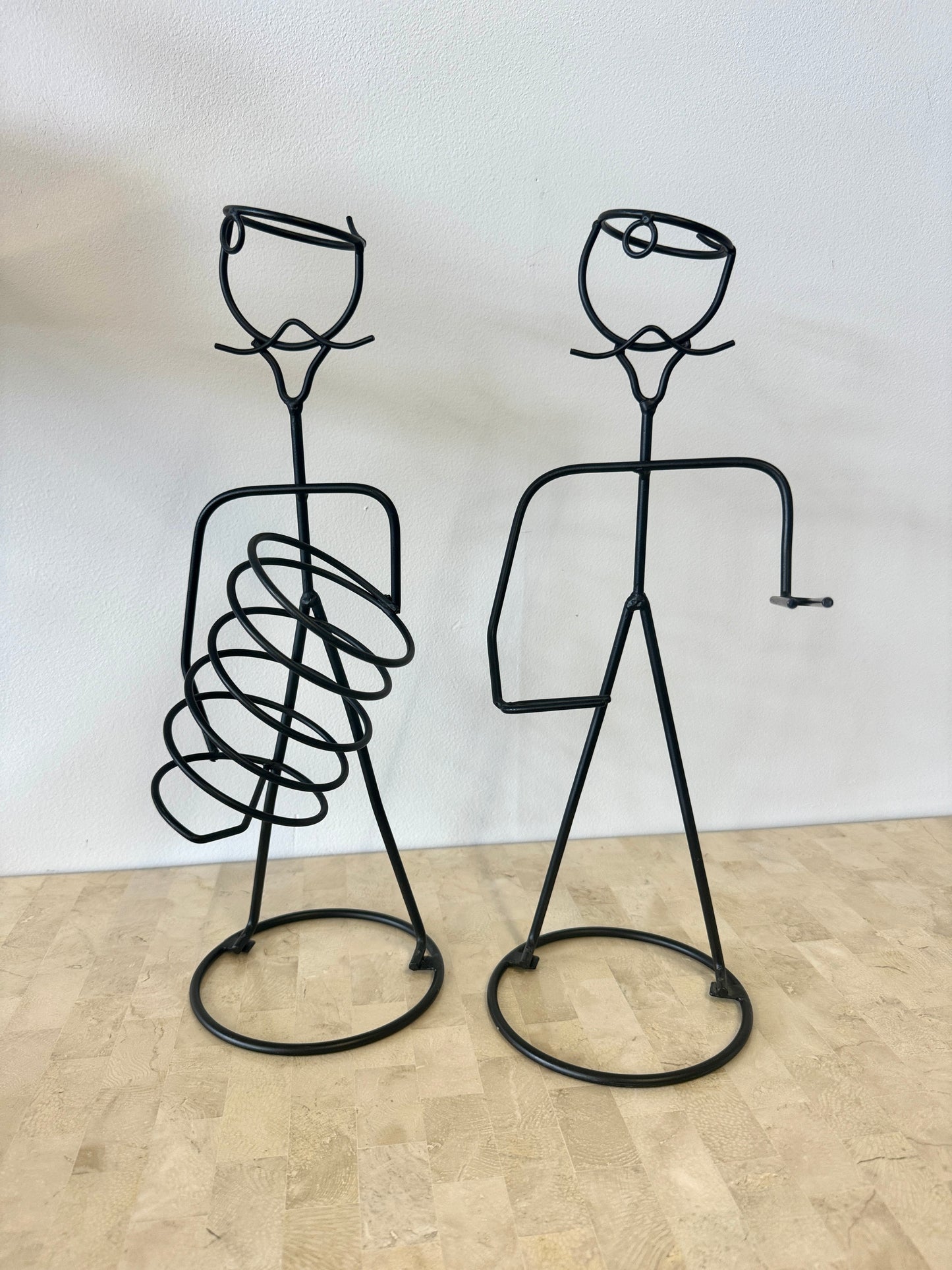 Postmodern Memphis Style Wire Wine & Glassware Rack Pair