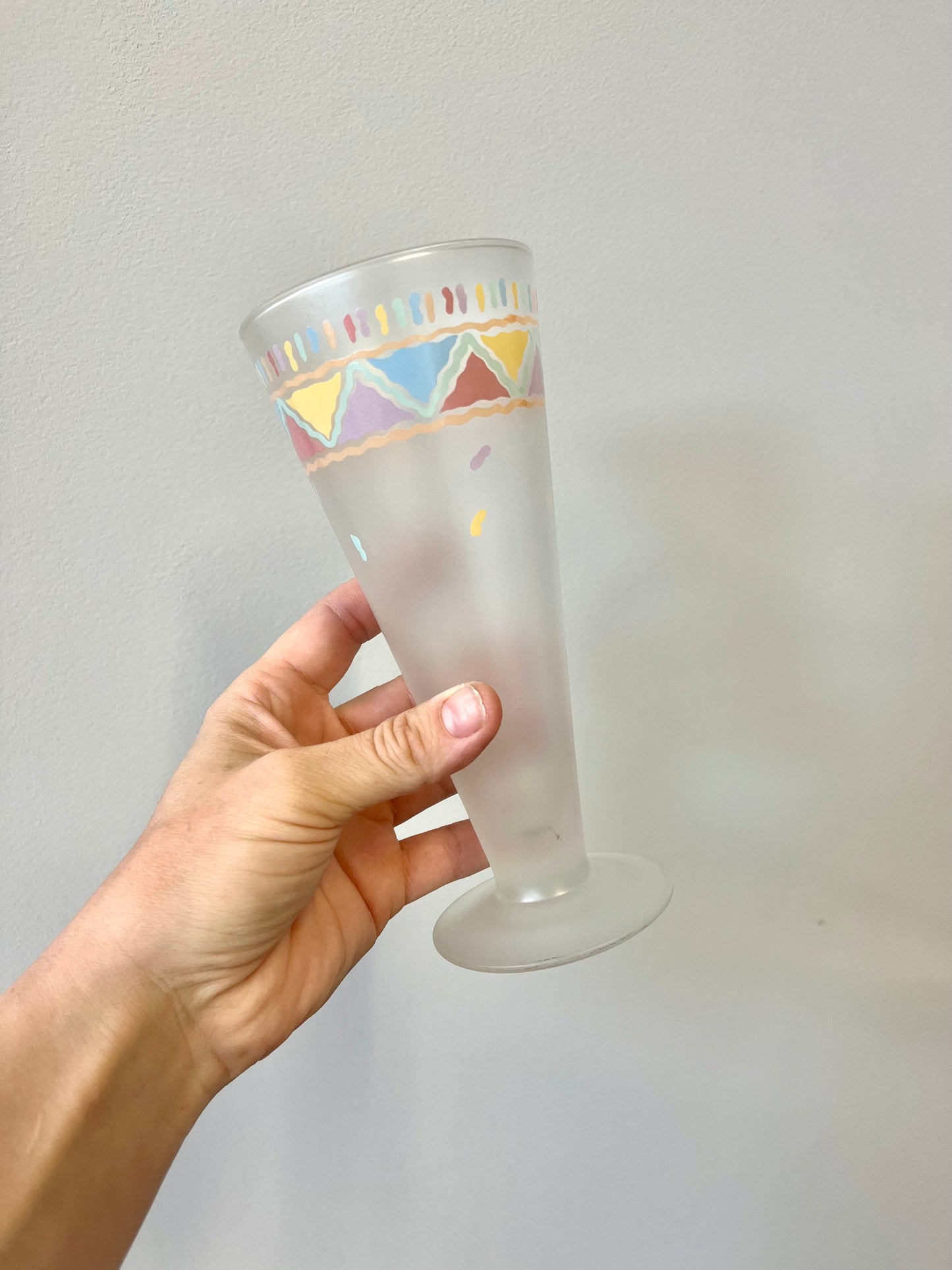 Vintage Frosted Southwest Style Pilsner Glasses, S/5