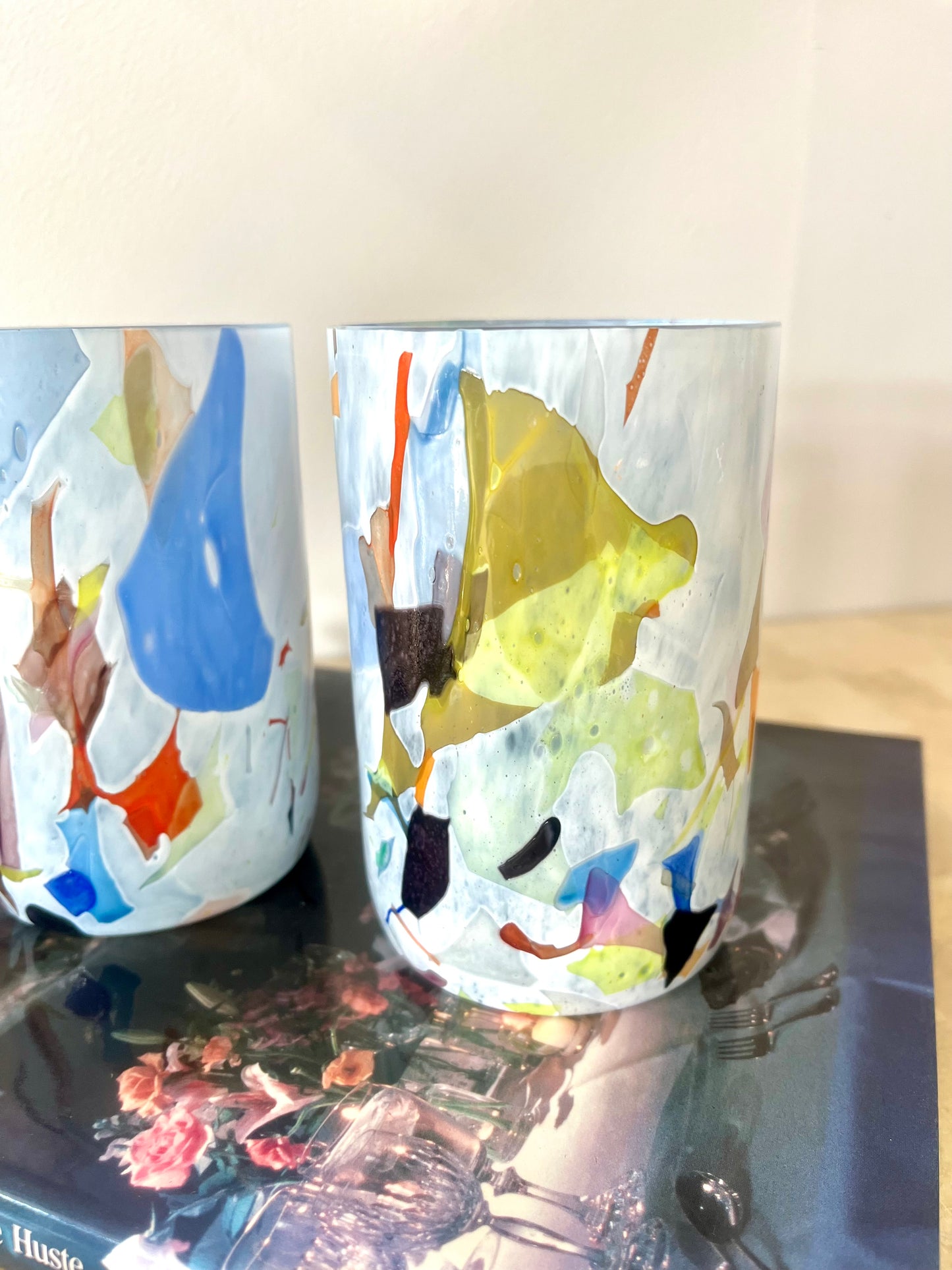 Murano-style Terrazzo Glass Tumbler Pair