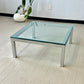 Milo Baughman Style Mid Century Chrome and Glass Coffee Table