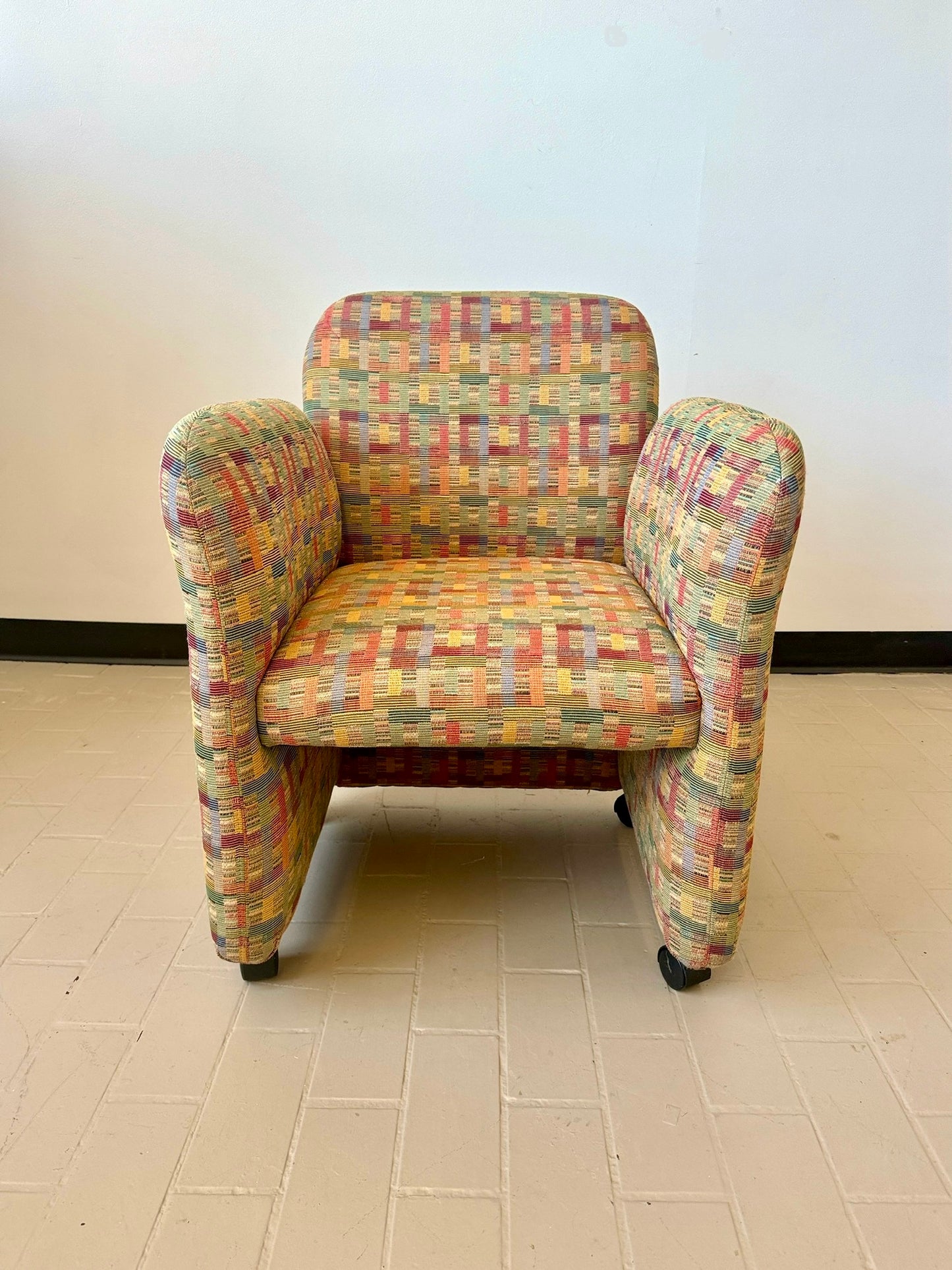 Vintage Postmodern Chiclet Style Arm Chairs