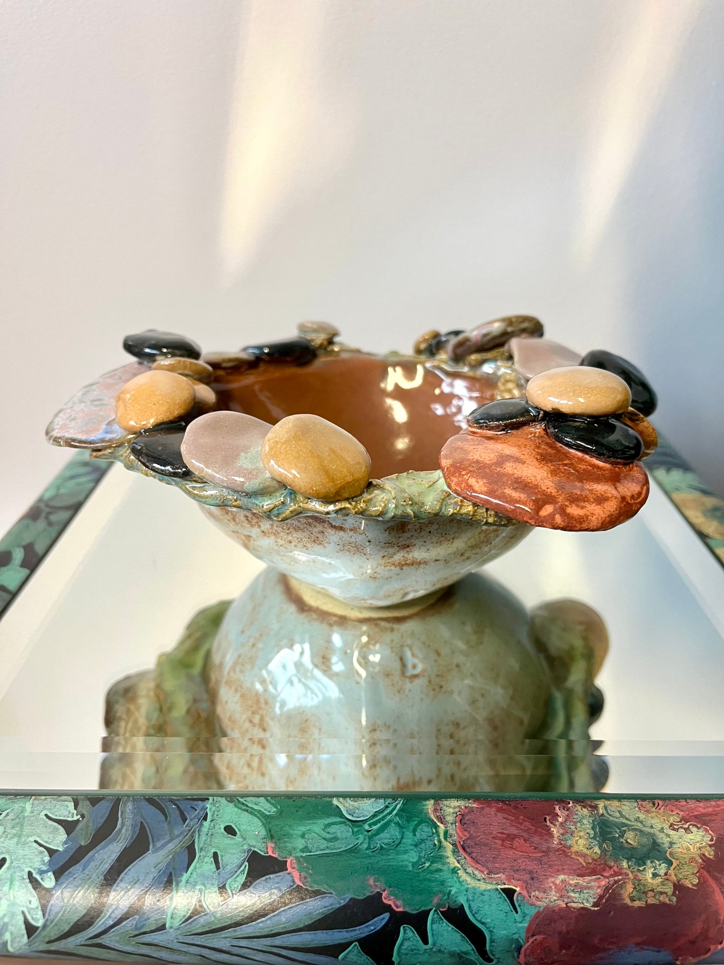 Vintage Studio Pottery Console Dish with “Pebble” Rim