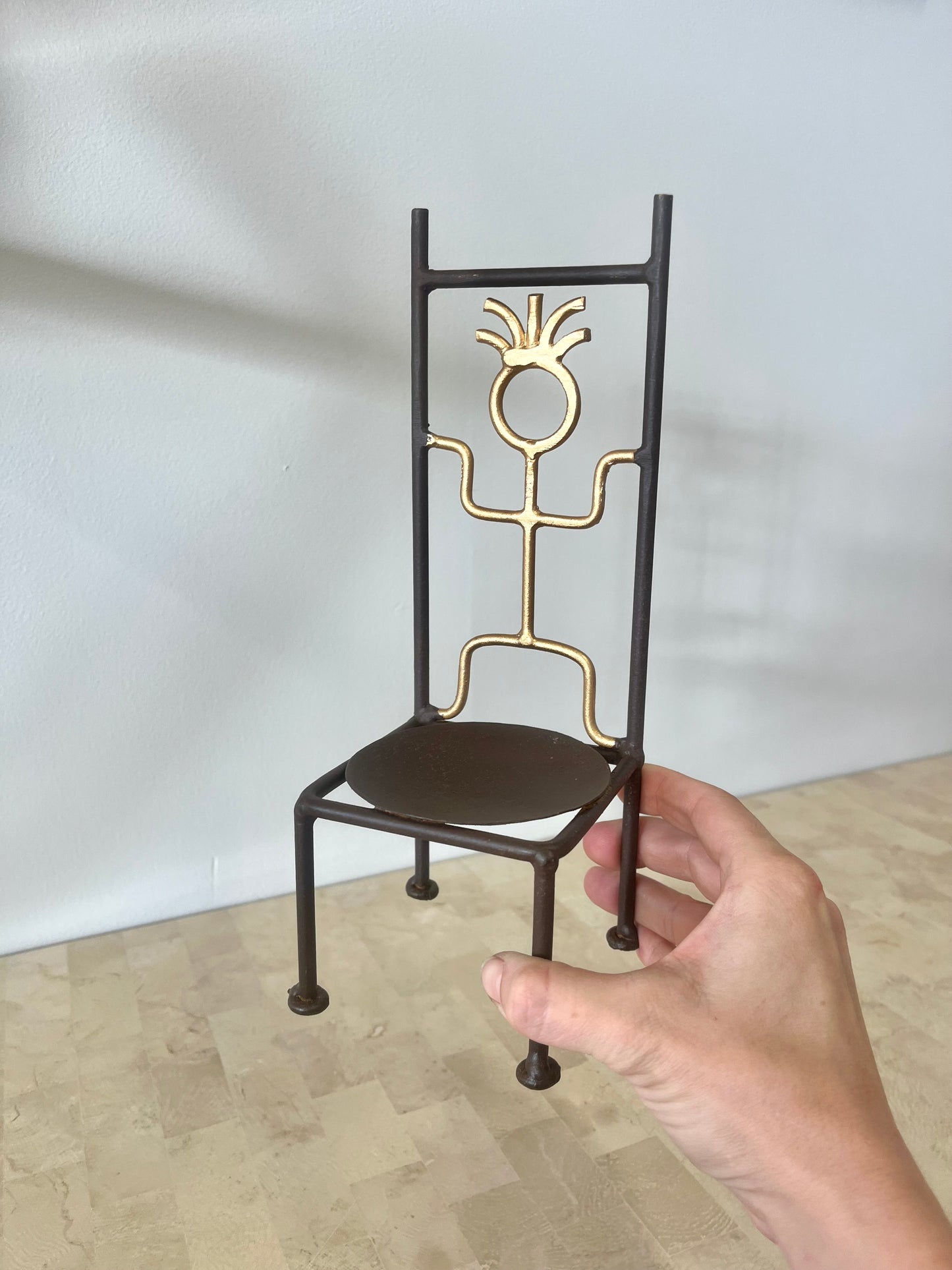 Postmodern Laurids Lonborg Style Iron Chair Candle Holder