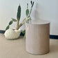 Postmodern Speckled Soft Rose Laminate Drum Side Table