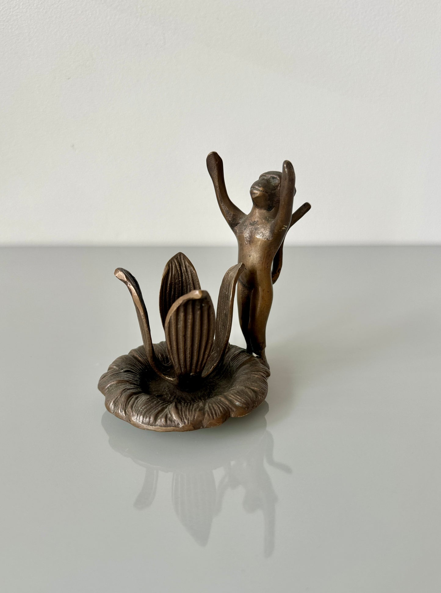 Vintage Lacquered Brass Monkey Candleholder