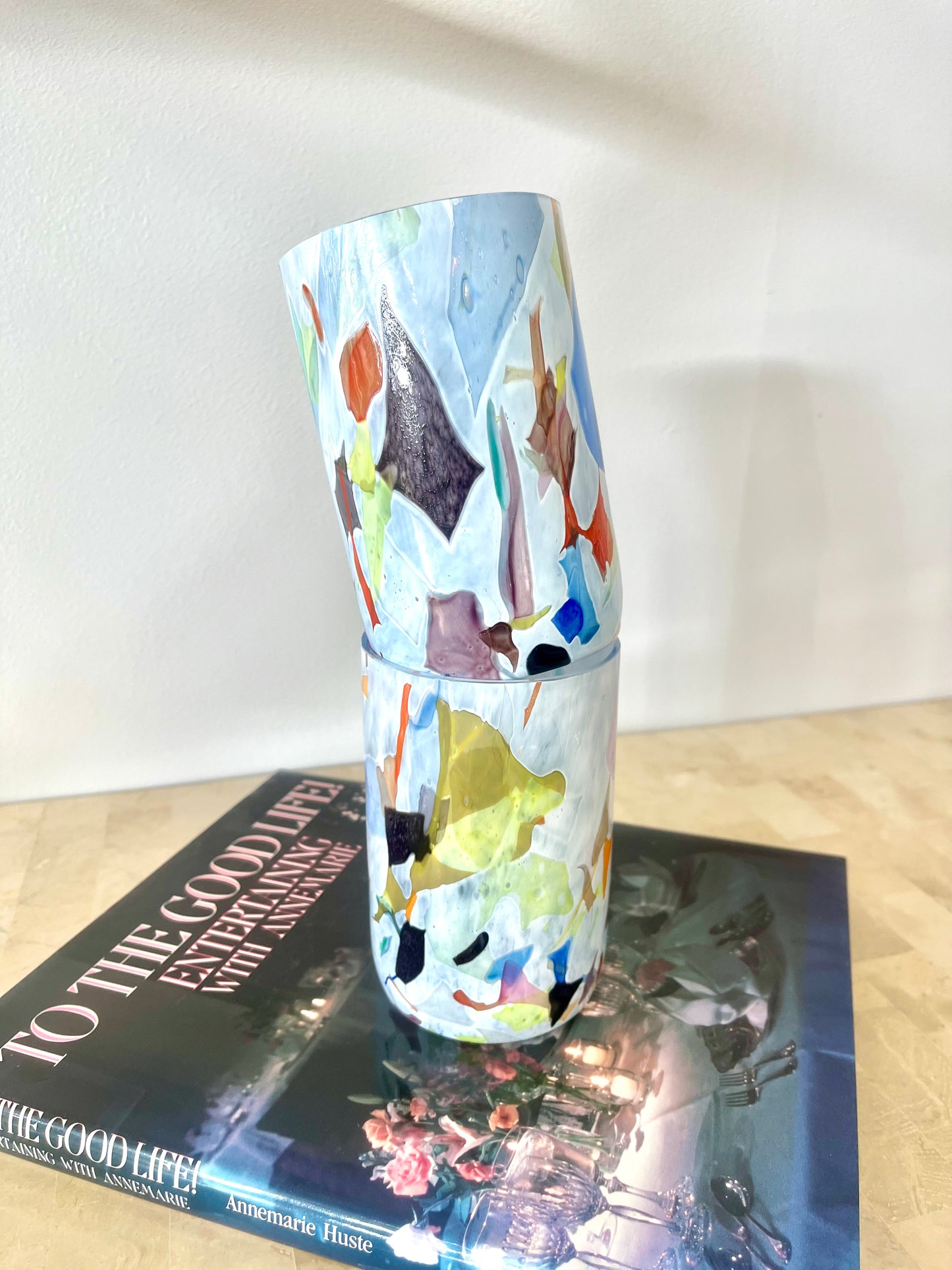 Murano-style Terrazzo Glass Tumbler Pair