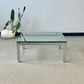 Milo Baughman Style Mid Century Chrome and Glass Coffee Table