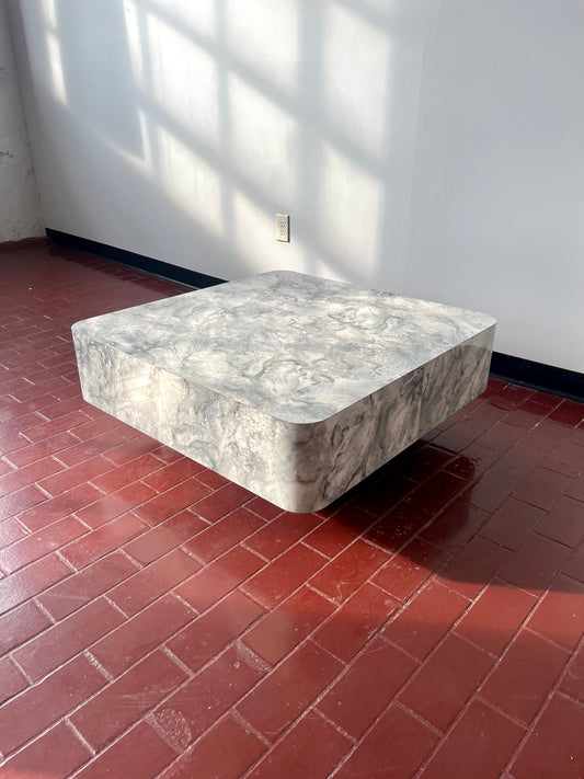Postmodern Faux Marble Laminate Plinth Coffee Table
