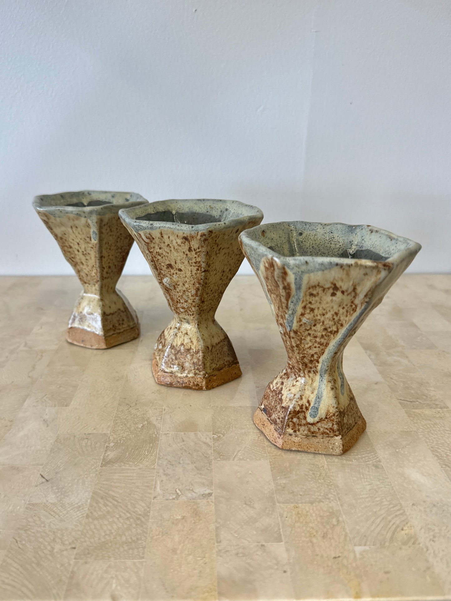 Vintage Studio Pottery Hexagon Goblets