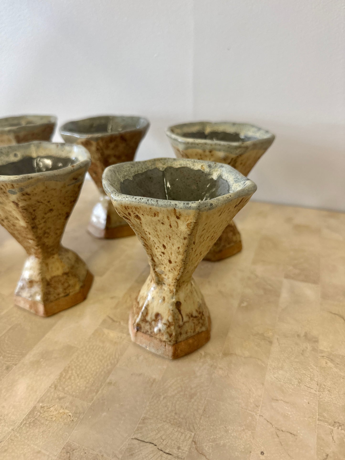 Vintage Studio Pottery Hexagon Goblets