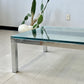 Milo Baughman Style Mid Century Chrome and Glass Coffee Table