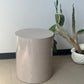 Postmodern Speckled Soft Rose Laminate Drum Side Table