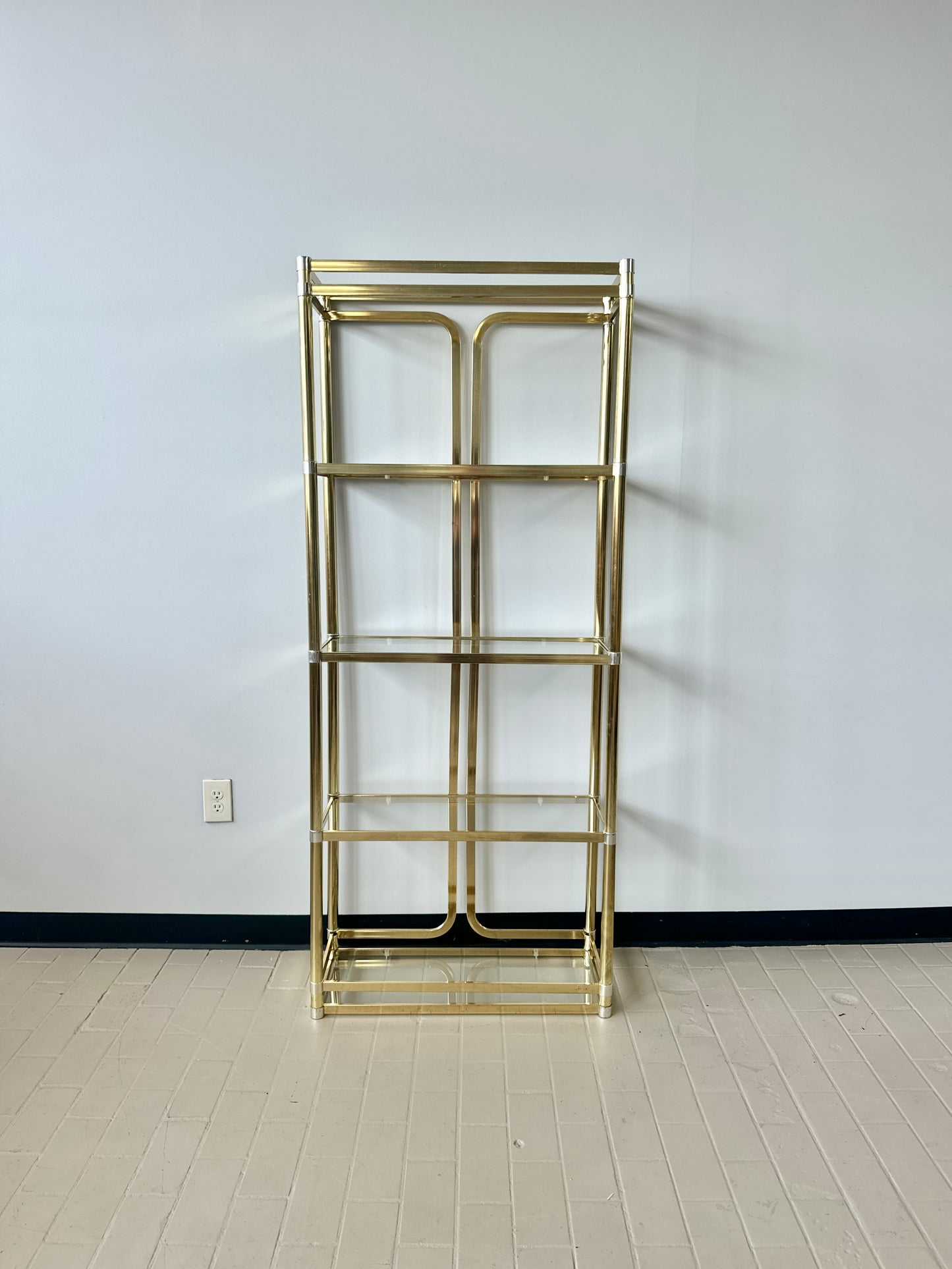 Vintage 80s Deco Style Brass Etagere