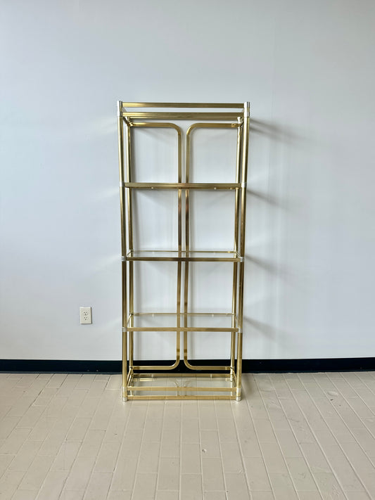 Vintage 80s Deco Style Brass Etagere