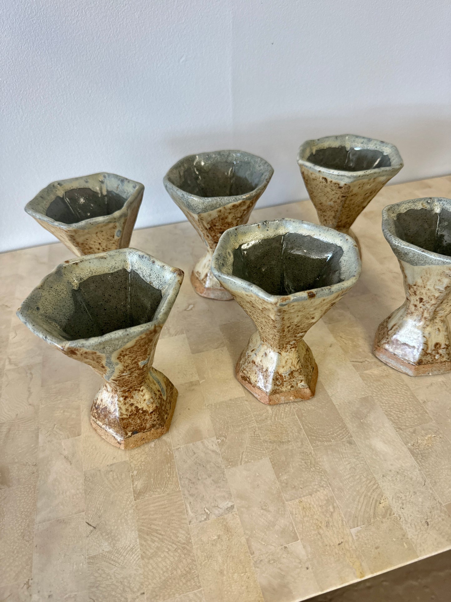 Vintage Studio Pottery Hexagon Goblets