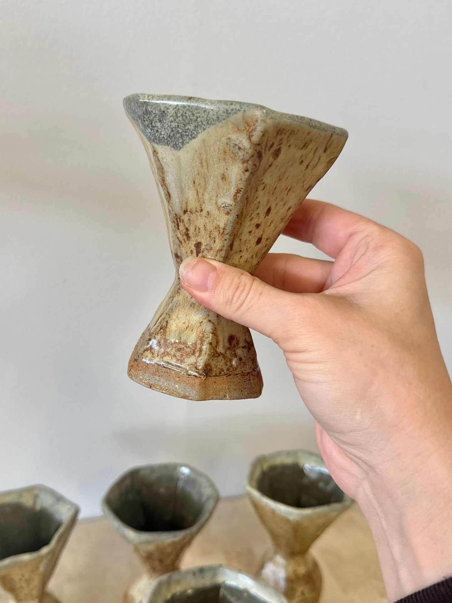 Vintage Studio Pottery Hexagon Goblets