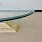 Postmodern Roche Bobois Travertine & Glass Coffee Table