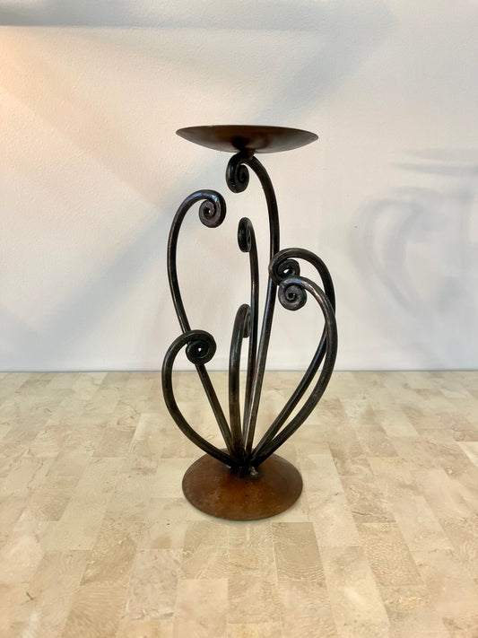 Postmodern Swirl Metal Pillar Candle Holder