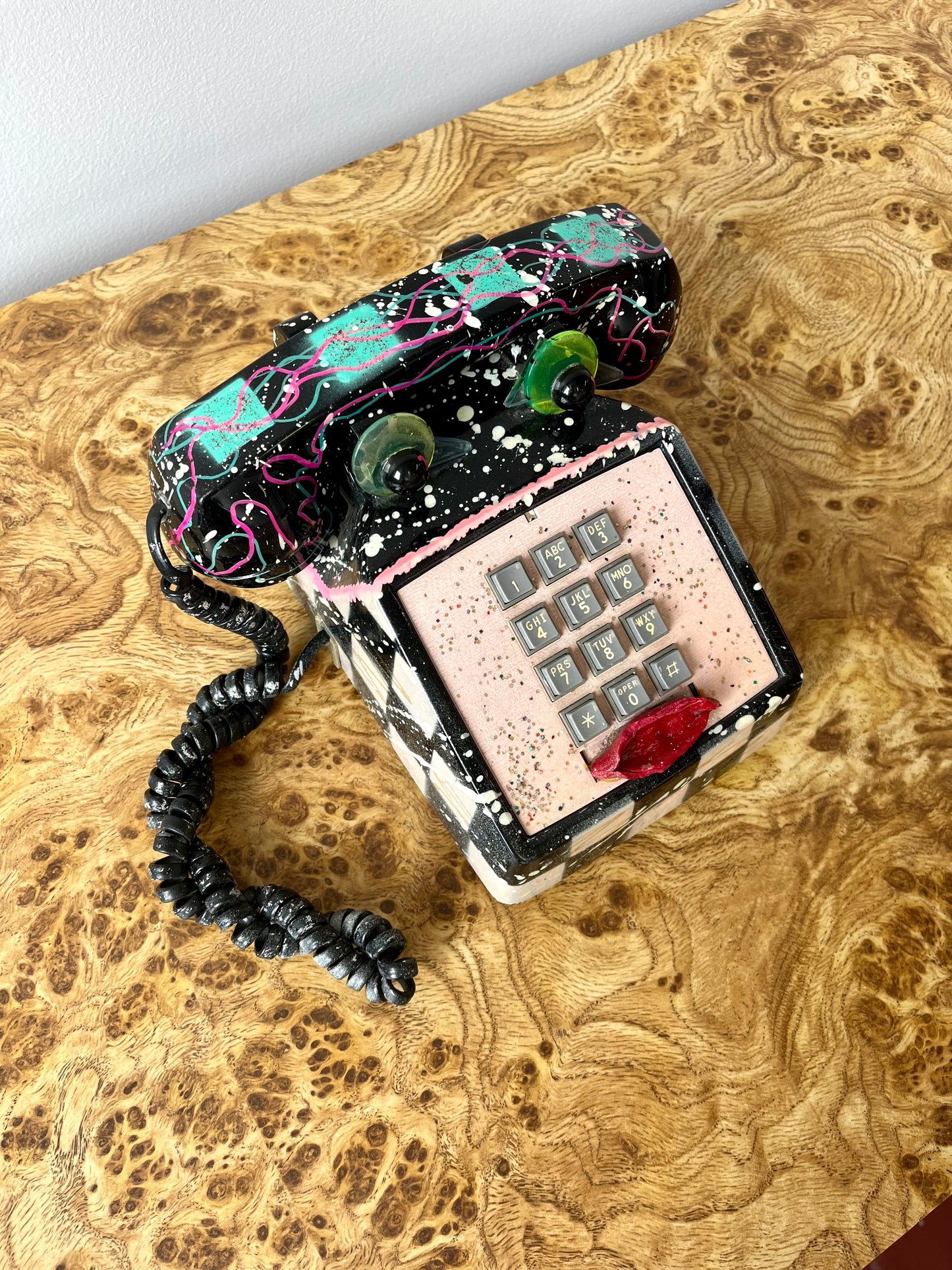Vintage 1990 Original Signed Hollis Fingold Painted Telephone “Phoneys” Sculpture
