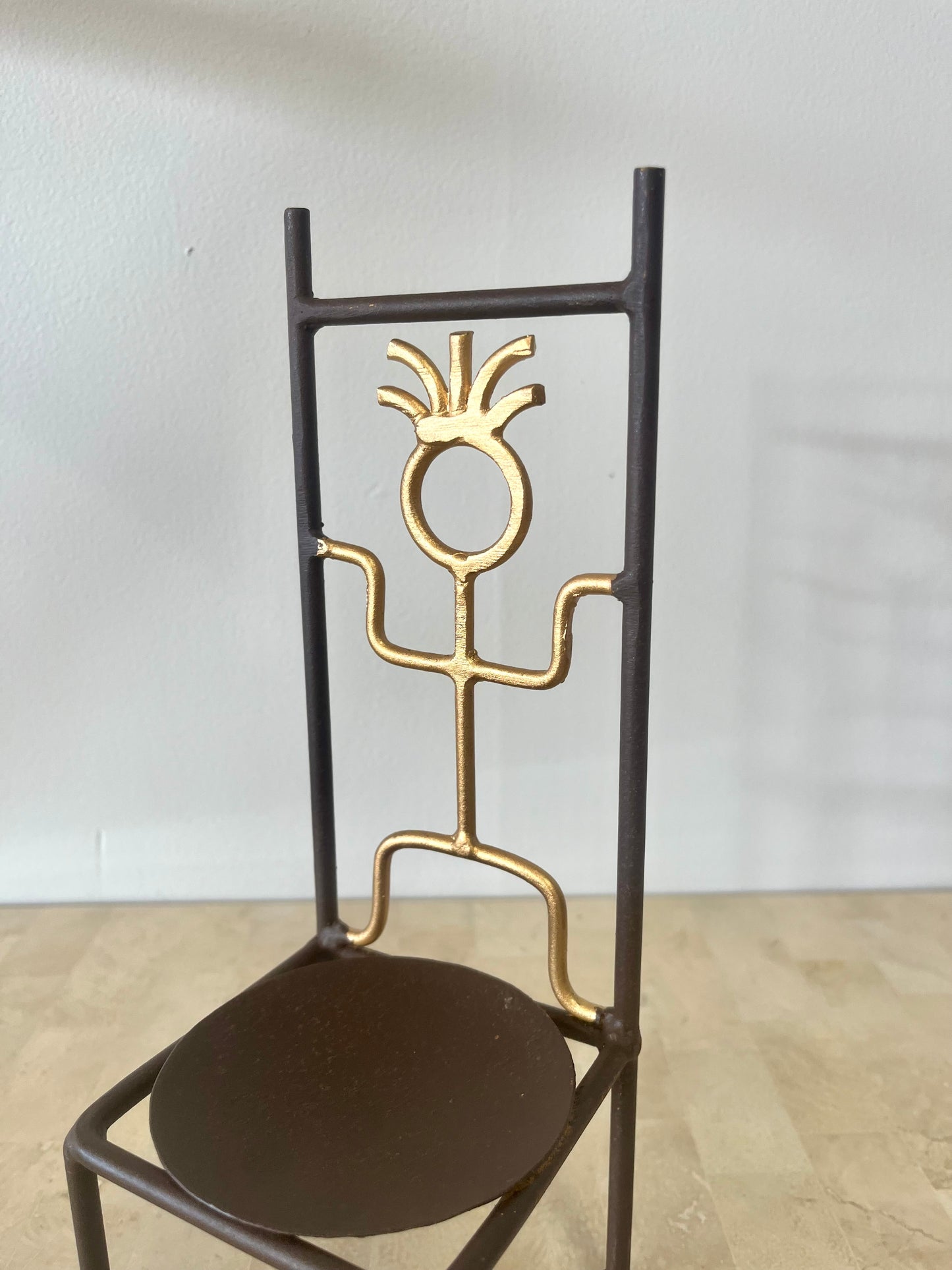 Postmodern Laurids Lonborg Style Iron Chair Candle Holder