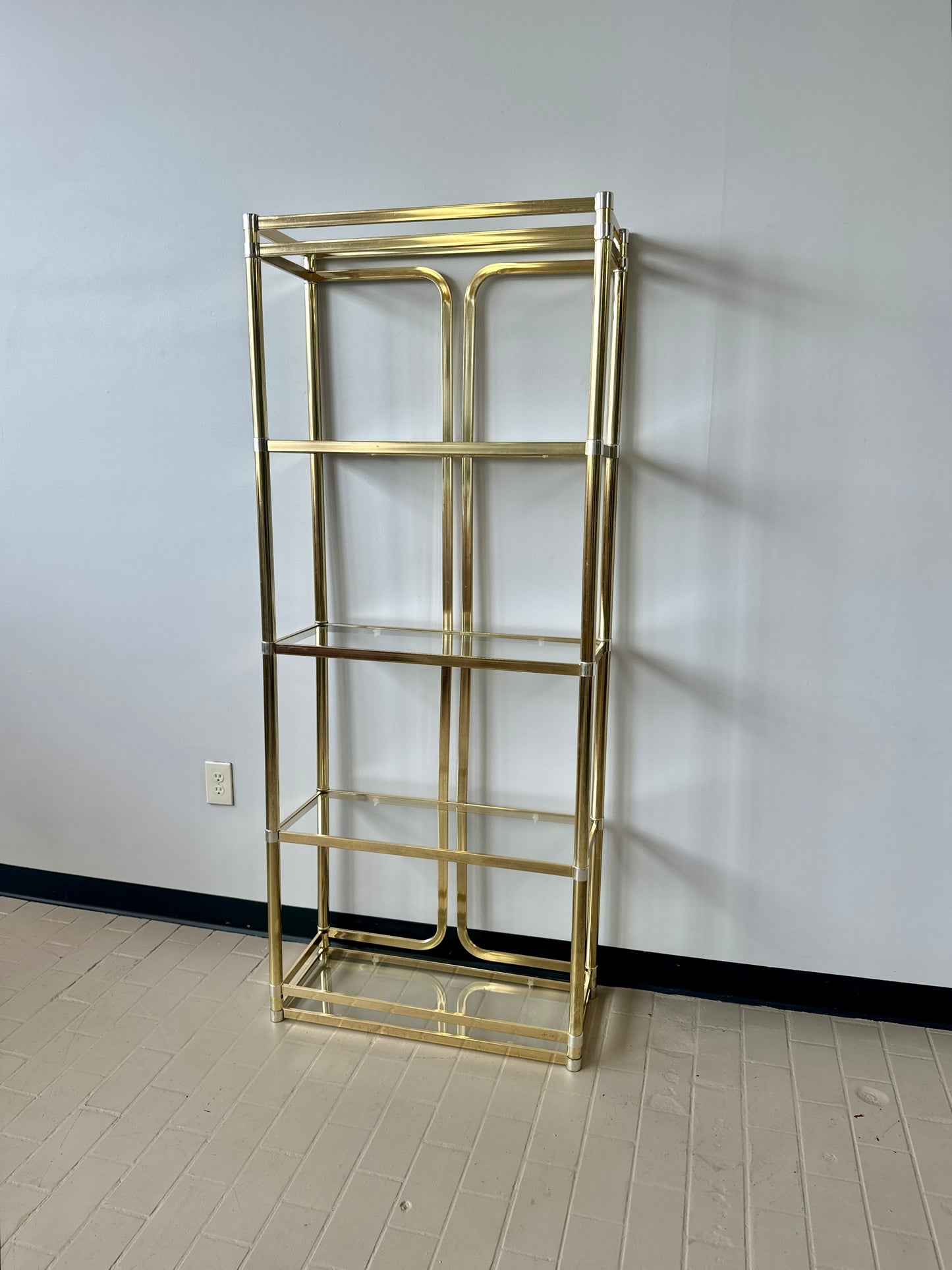 Vintage 80s Deco Style Brass Etagere