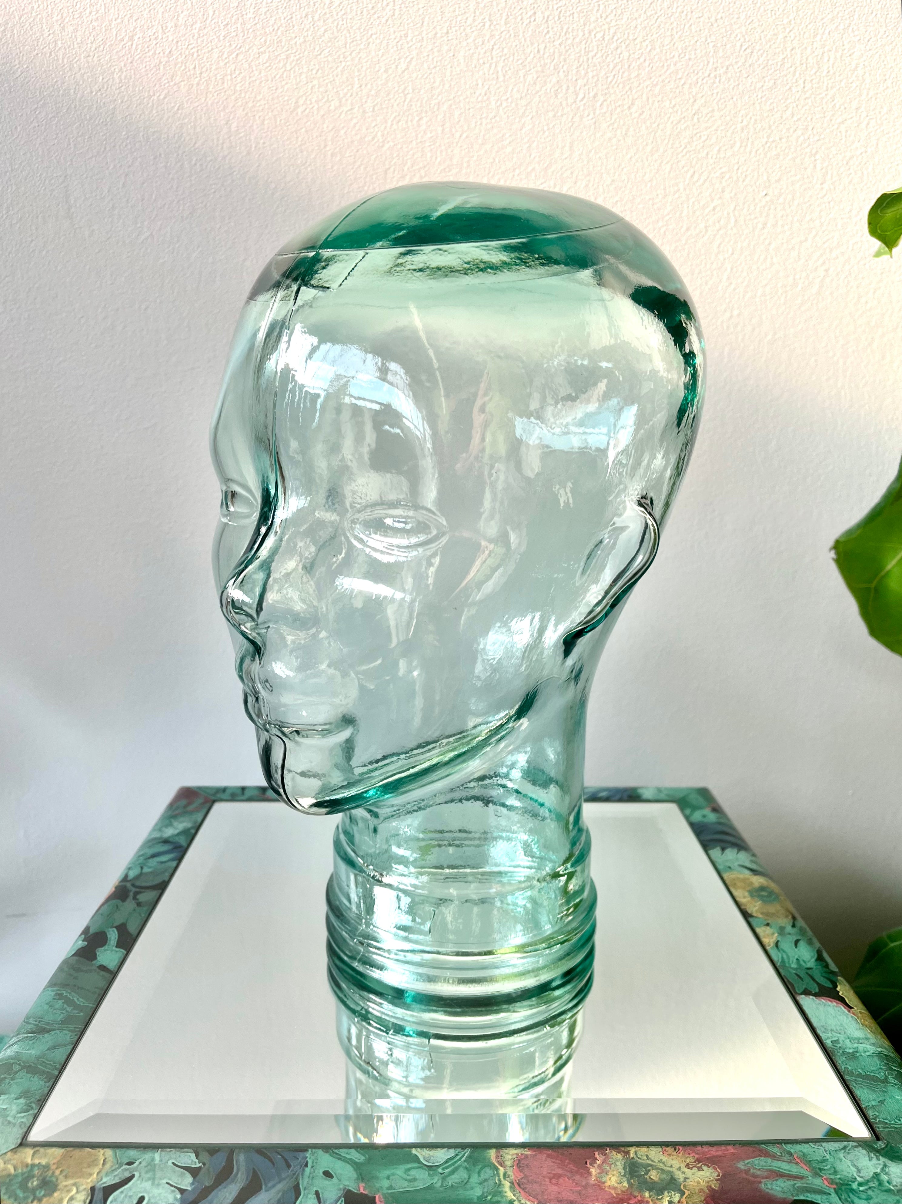 Vintage factory Glass Head Mannequin Head Hat Display