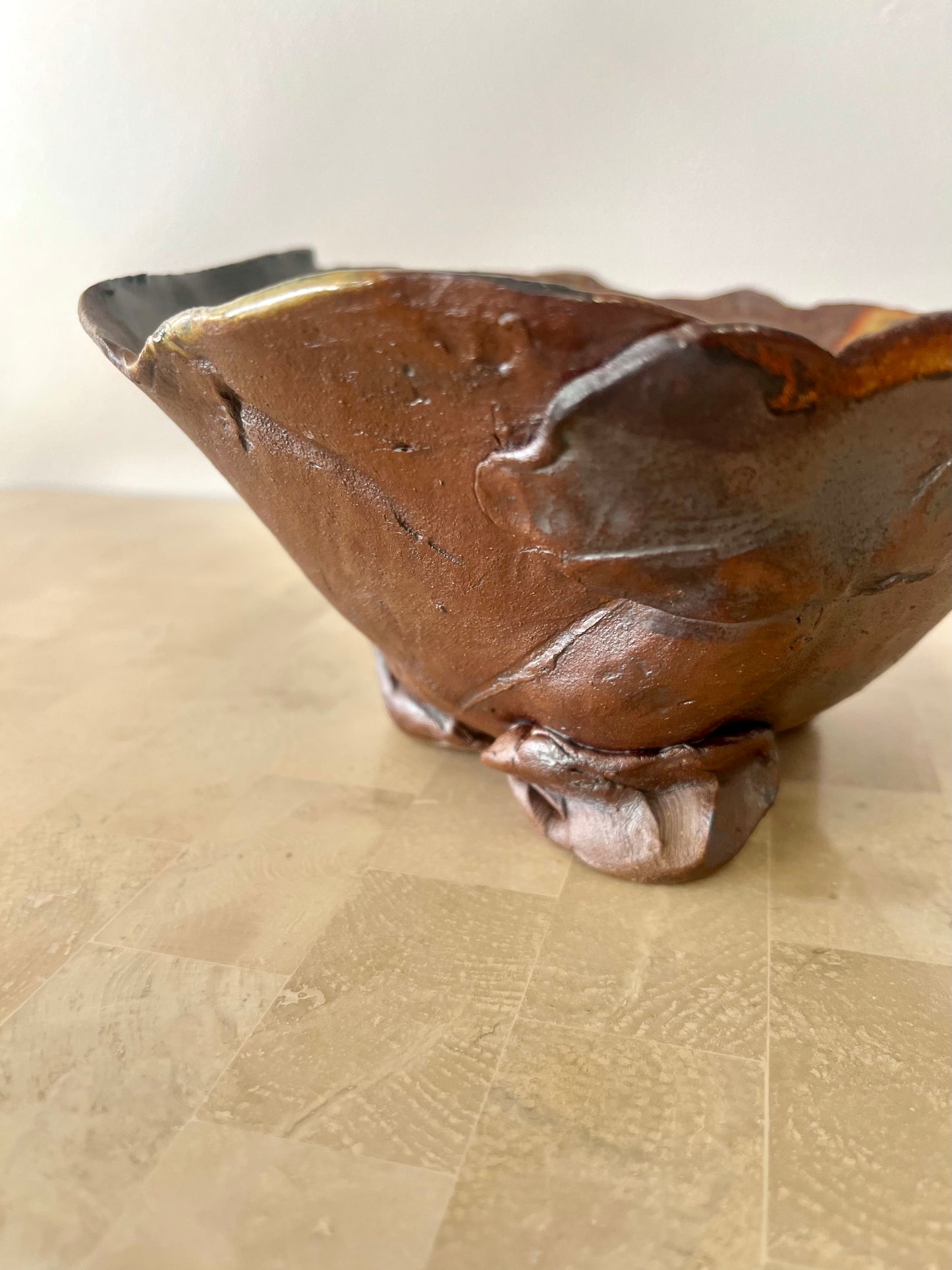 Rustic Studio Pottery Glazed Footed Bowl