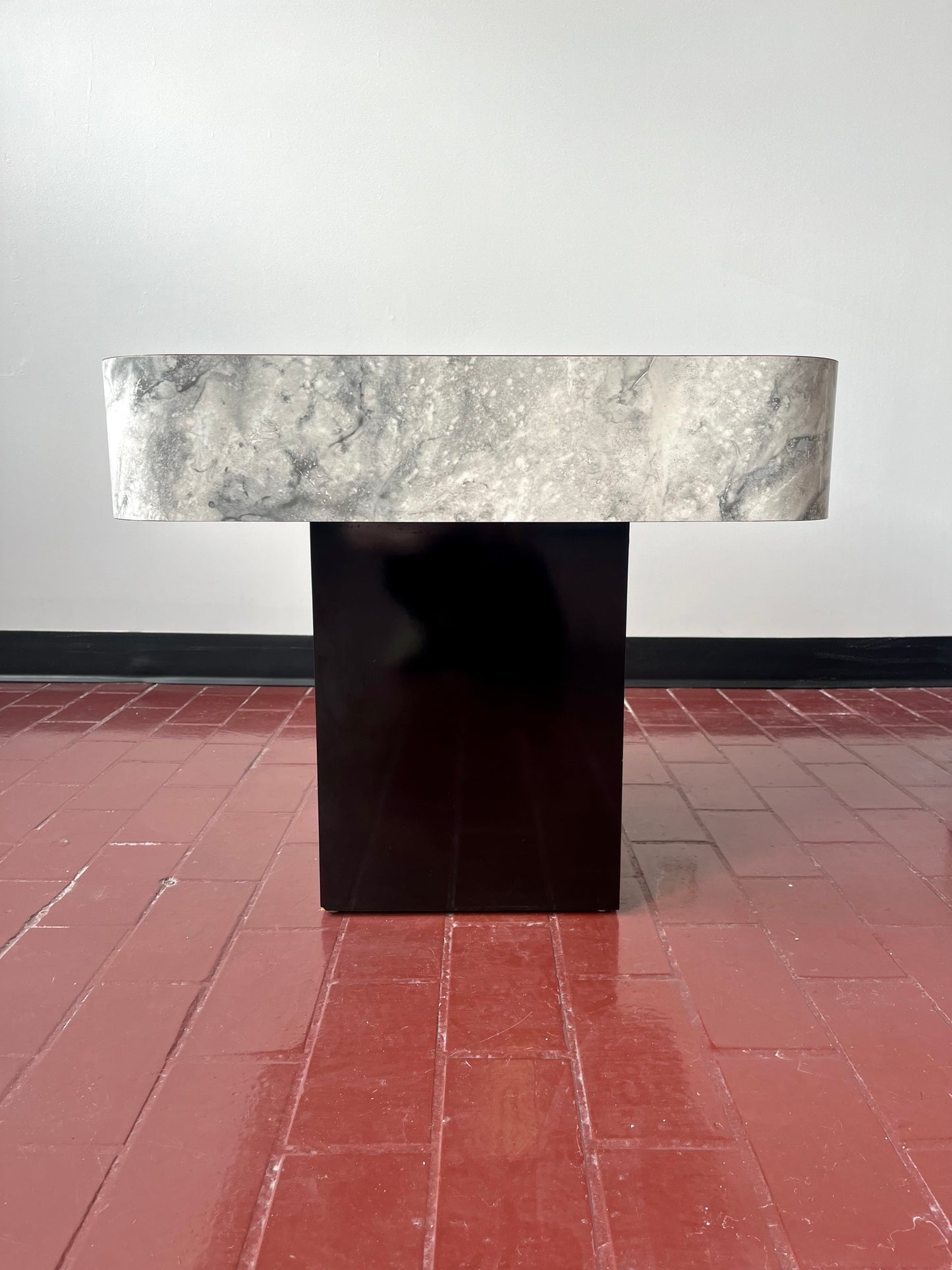 Postmodern Faux Marble Laminate End Tables