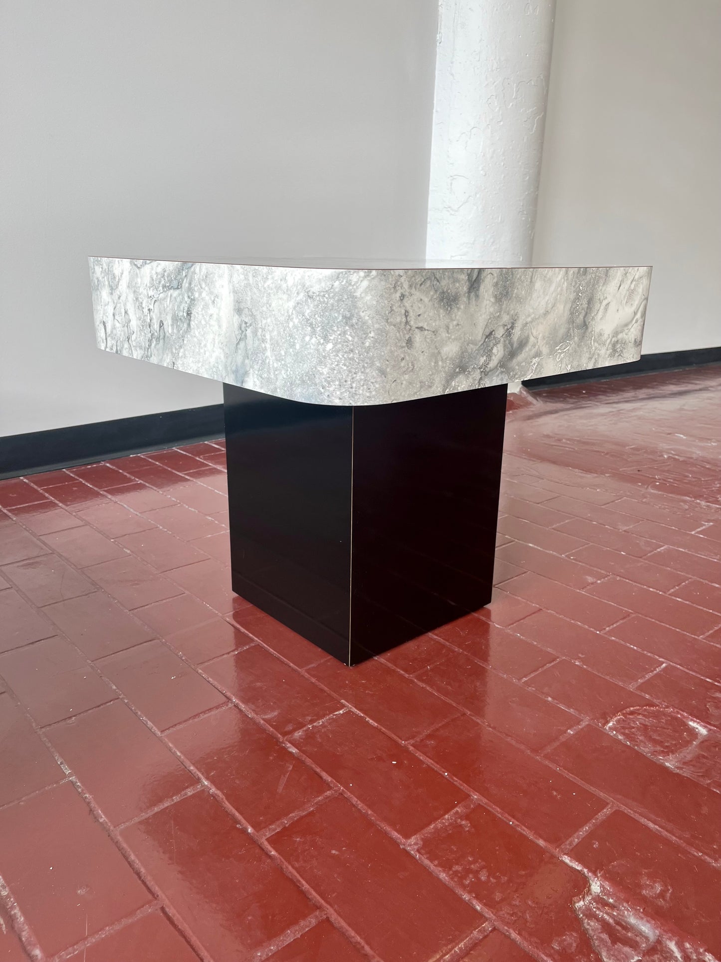 Postmodern Faux Marble Laminate End Tables