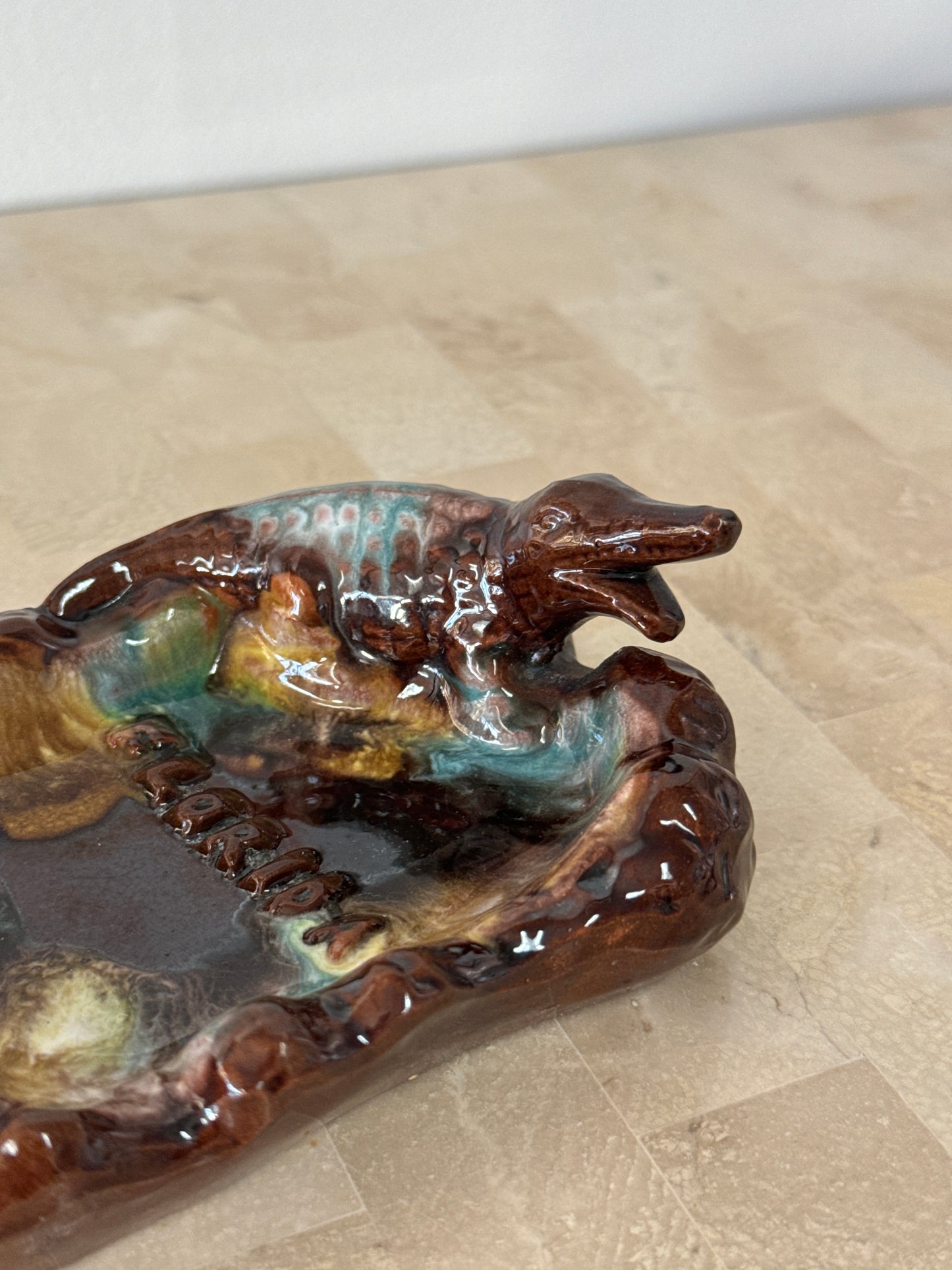 Vintage Ceramic Florida Alligator Ashtray