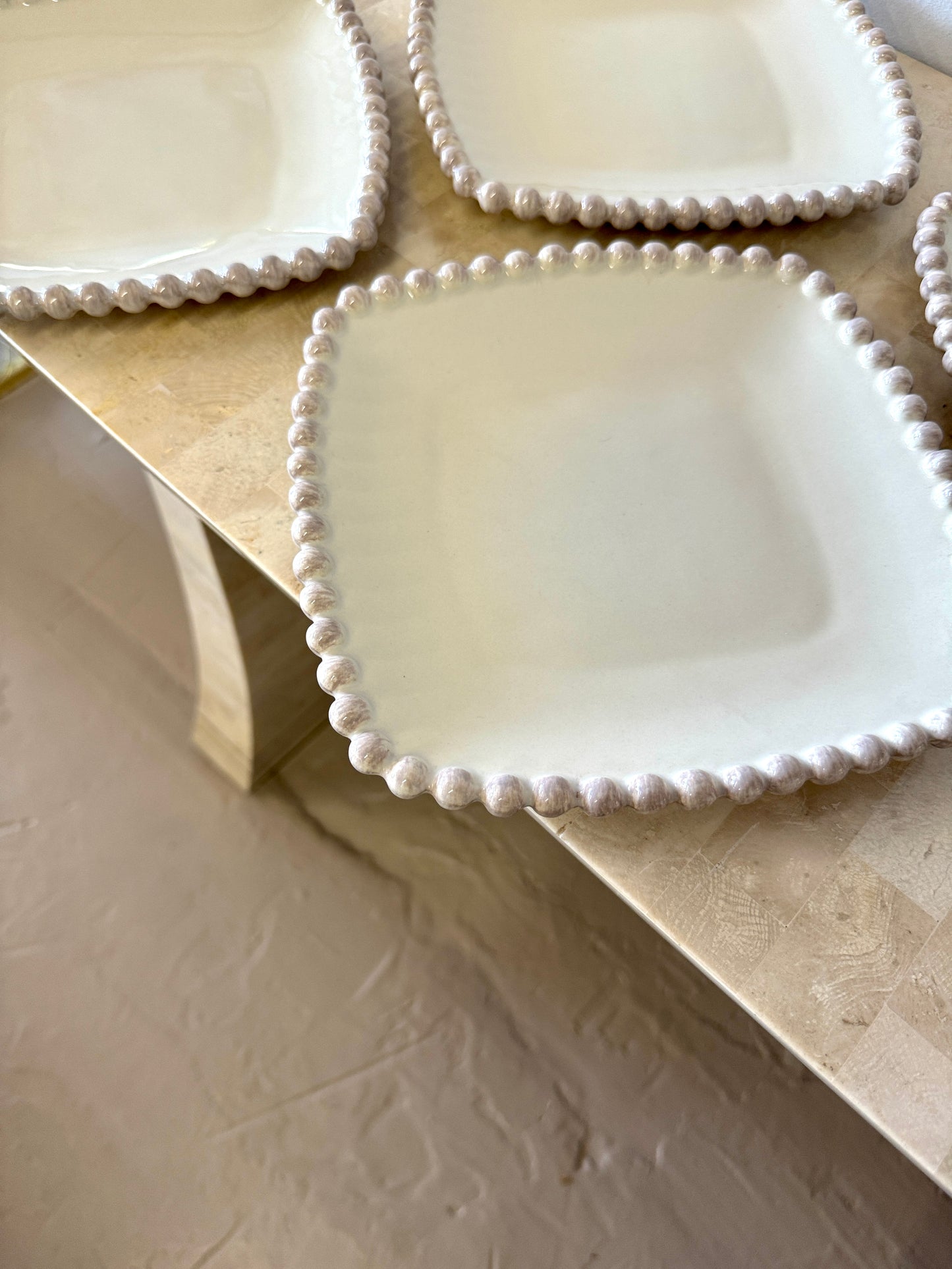 Southern Living “Villa Stoneware” Pearl Edged Salad Plates - S/4
