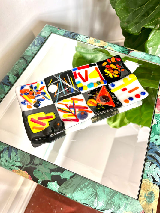 Postmodern Artist-made Fused Glass Decorative Plate