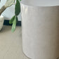 Postmodern Speckled Soft Rose Laminate Drum Side Table