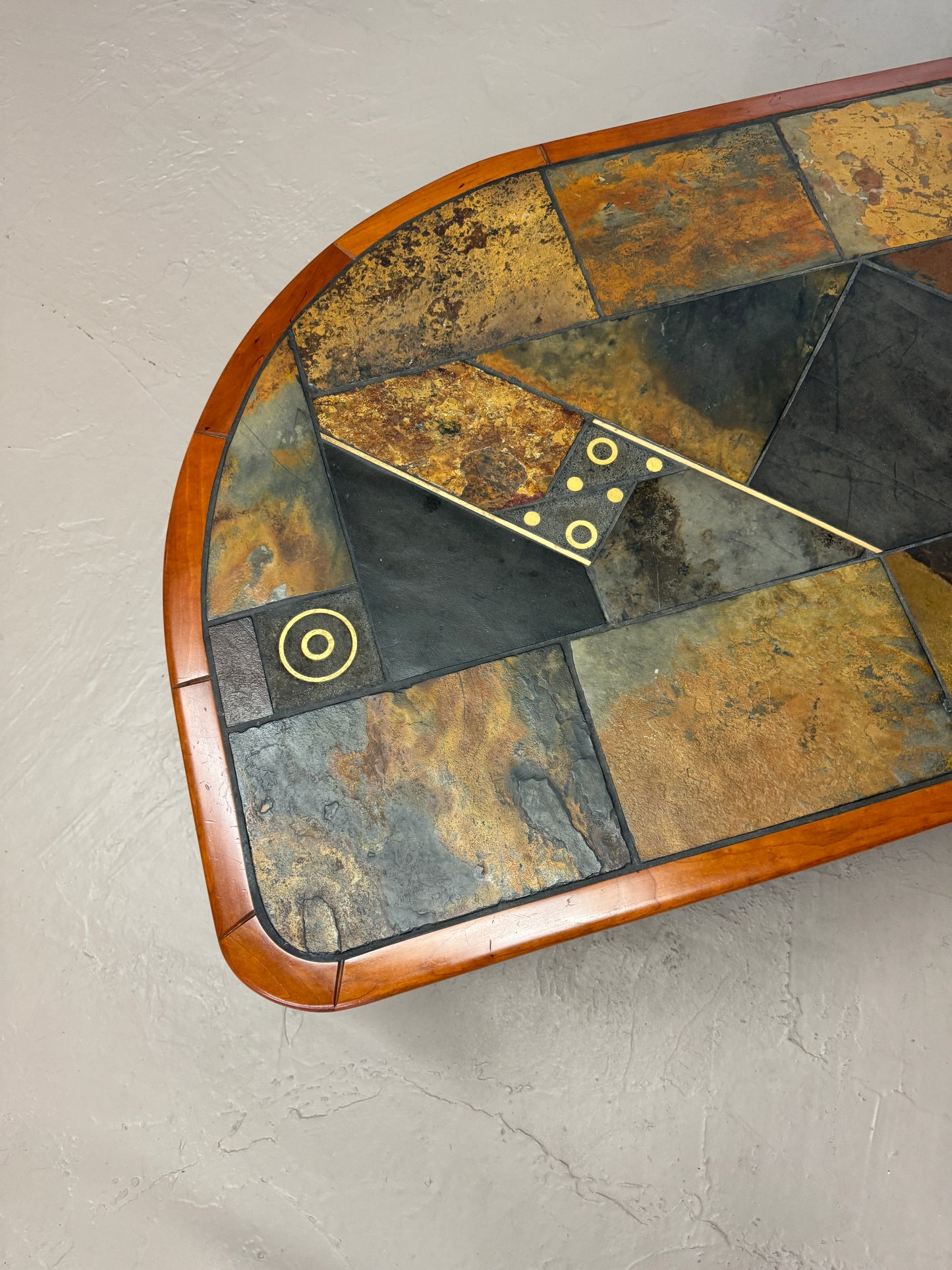 Vintage Paul Kingma Style Mosaic Slate Coffee Table