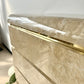 Postmodern Faux Marble Laminate & Brass Waterfall Highboy Dresser