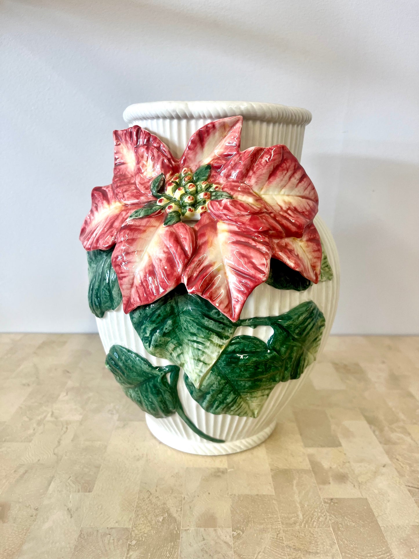 Vintage 1991 Fitz and Floyd Old World Poinsettia Vase