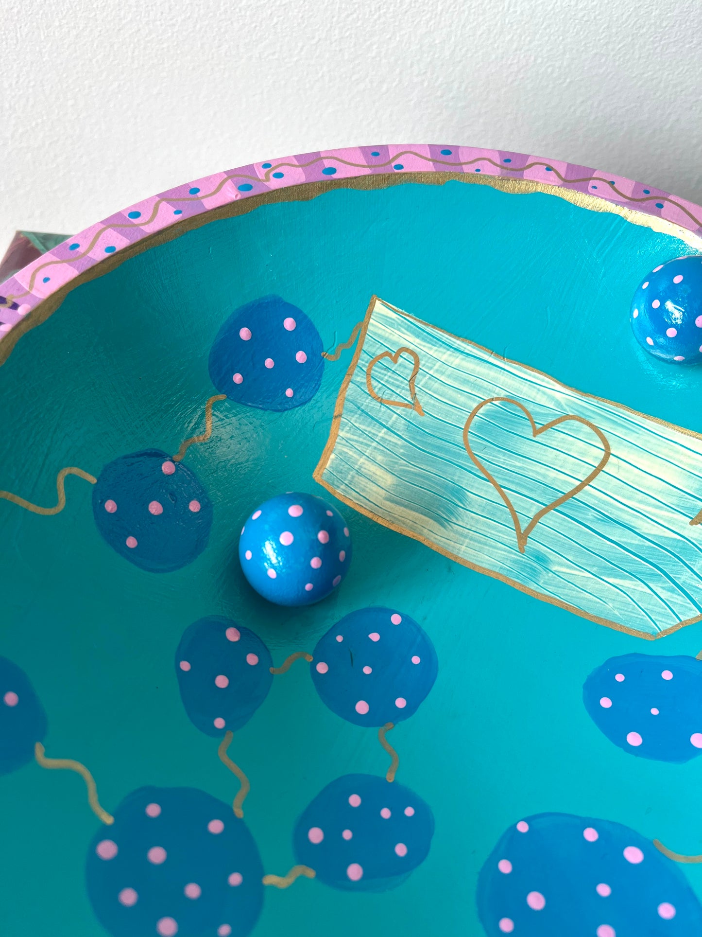 2004 Whimsical Handpainted Wooden Console Bowl