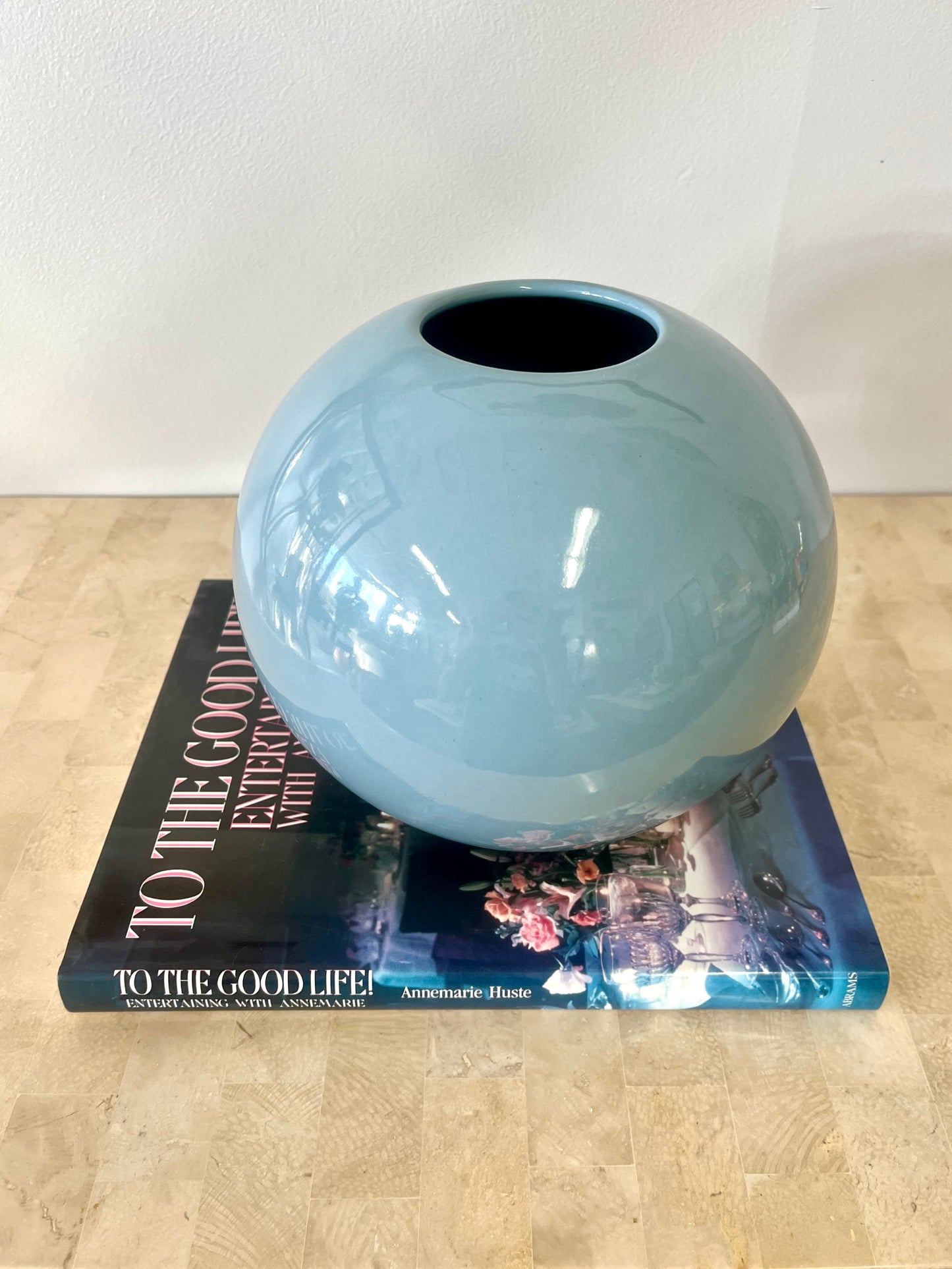 Vintage 1986 Powder Blue Haeger Sphere Vase