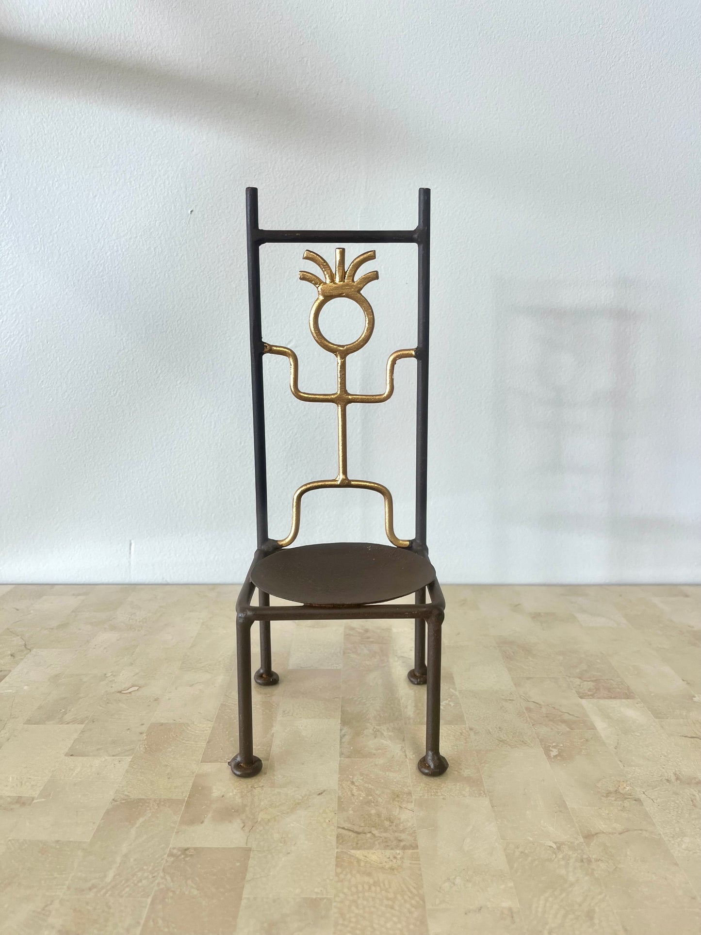 Postmodern Laurids Lonborg Style Iron Chair Candle Holder